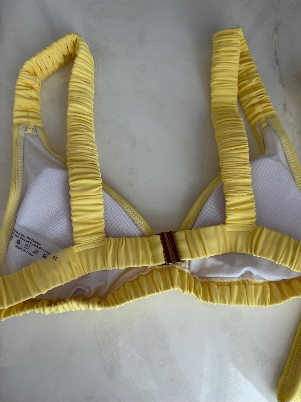 SHEIN Yellow Ruched Strap Triangle Bikini Set - Picture 4 of 6